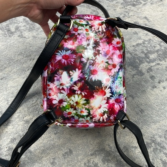 Betsey Johnson Kitsch Mini Floral Patent Backpack French Bull Dog - Picture 6 of 16